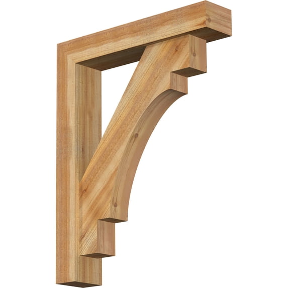 Ekena Millwork 6"W x 30"D x 38"H Merced Block Rough Sawn Bracket w/ Offset Brace, Western Red Cedar