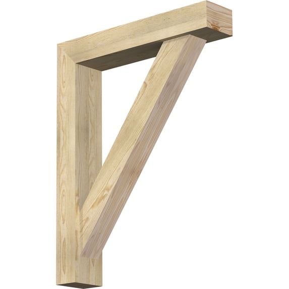 Ekena Millwork 6"W x 30"D x 38"H Traditional Block Rough Sawn Bracket w/ Offset Brace, Douglas Fir