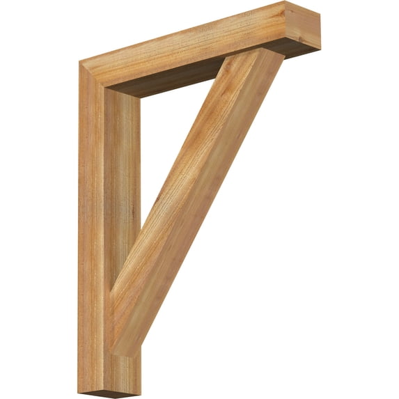 Ekena Millwork 6"W x 30"D x 38"H Traditional Block Rough Sawn Bracket w/ Offset Brace, Western Red Cedar