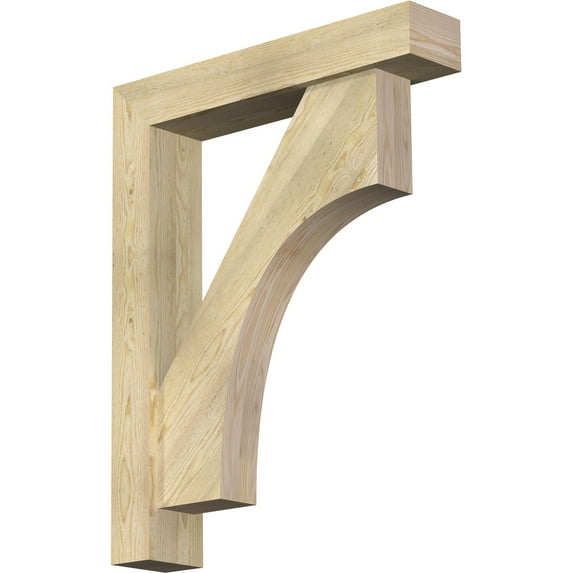 Ekena Millwork 6"W x 30"D x 38"H Westlake Block Rough Sawn Bracket w/ Offset Brace, Douglas Fir