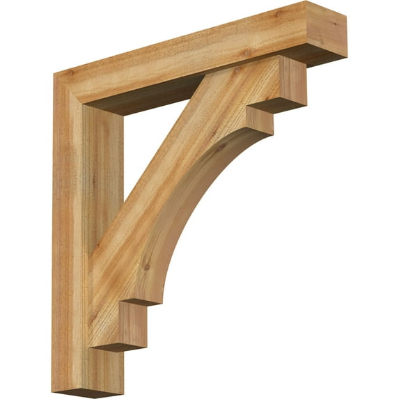 Ekena Millwork 6"W x 32"D x 32"H Merced Block Rough Sawn Bracket w/ Offset Brace, Western Red Cedar