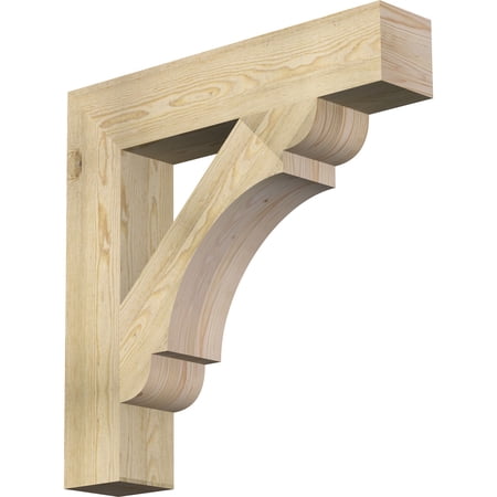 Ekena Millwork 6"W x 32"D x 32"H Olympic Block Rough Sawn Bracket, Douglas Fir