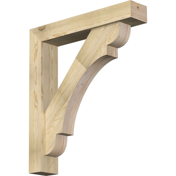 Ekena Millwork 6"W x 32"D x 36"H Olympic Block Rough Sawn Bracket w/ Offset Brace, Douglas Fir