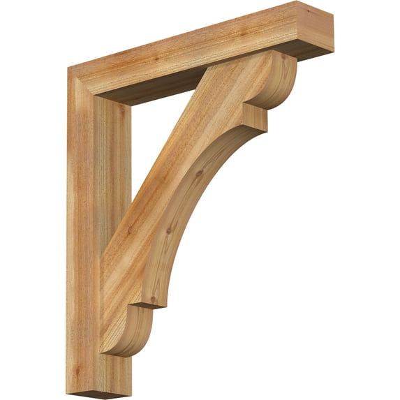 Ekena Millwork 6"W x 32"D x 36"H Olympic Block Rough Sawn Bracket w/ Offset Brace, Western Red Cedar