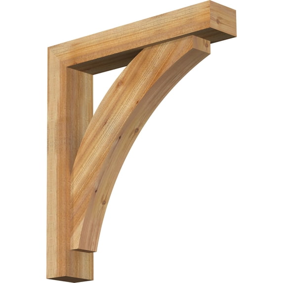 Ekena Millwork 6"W x 32"D x 36"H Thorton Block Rough Sawn Bracket w/ Offset Brace, Western Red Cedar
