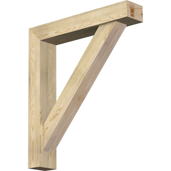 Ekena Millwork 6"W x 32"D x 36"H Traditional Block Rough Sawn Bracket w/ Offset Brace, Douglas Fir