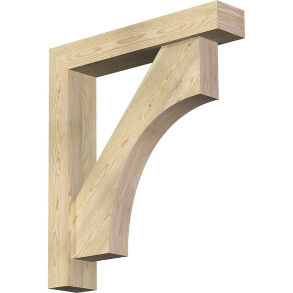 Ekena Millwork 6"W x 32"D x 36"H Westlake Block Rough Sawn Bracket w/ Offset Brace, Douglas Fir