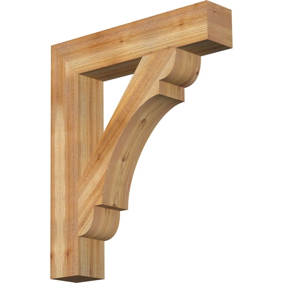 Ekena Millwork 6"W x 32"D x 38"H Olympic Block Rough Sawn Bracket, Western Red Cedar