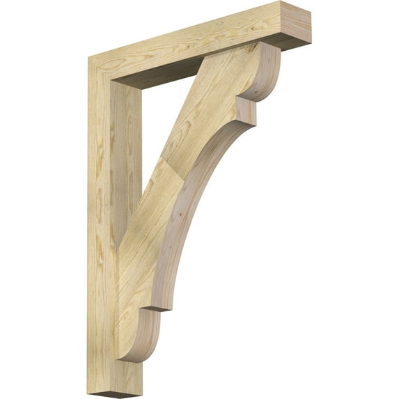 Ekena Millwork 6"W x 32"D x 44"H Olympic Block Rough Sawn Bracket w/ Offset Brace, Douglas Fir