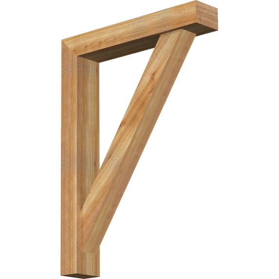 Ekena Millwork 6"W x 32"D x 44"H Traditional Block Rough Sawn Bracket w/ Offset Brace, Western Red Cedar