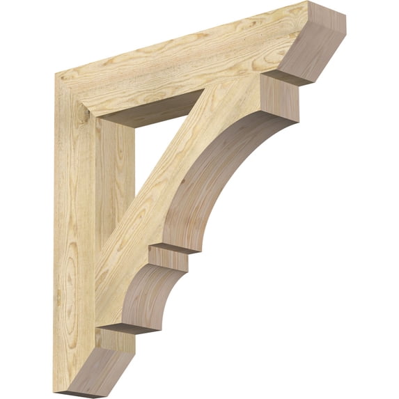 Ekena Millwork 6"W x 34"D x 34"H Balboa Slat Rough Sawn Bracket, Douglas Fir