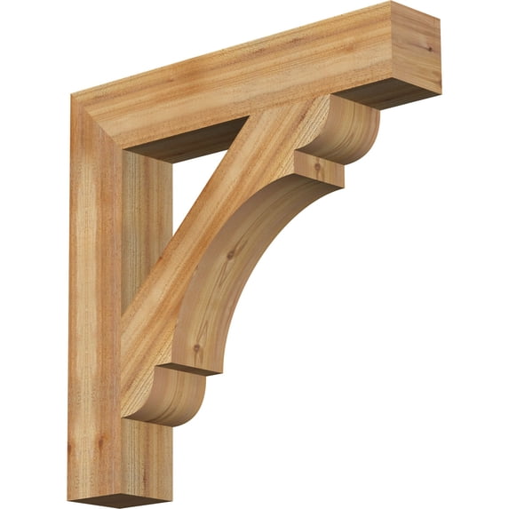 Ekena Millwork 6"W x 34"D x 34"H Olympic Block Rough Sawn Bracket, Western Red Cedar