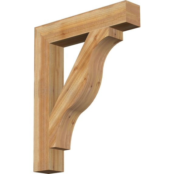 Ekena Millwork 6"W x 34"D x 42"H Funston Block Rough Sawn Bracket, Western Red Cedar