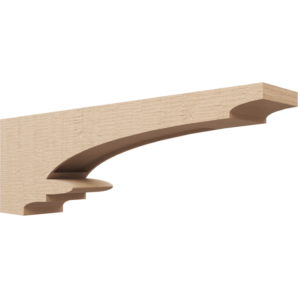 6"W x 36"D x 12"H Thin Diane Rough Cedar Woodgrain TimberThane Corbel, Primed Tan