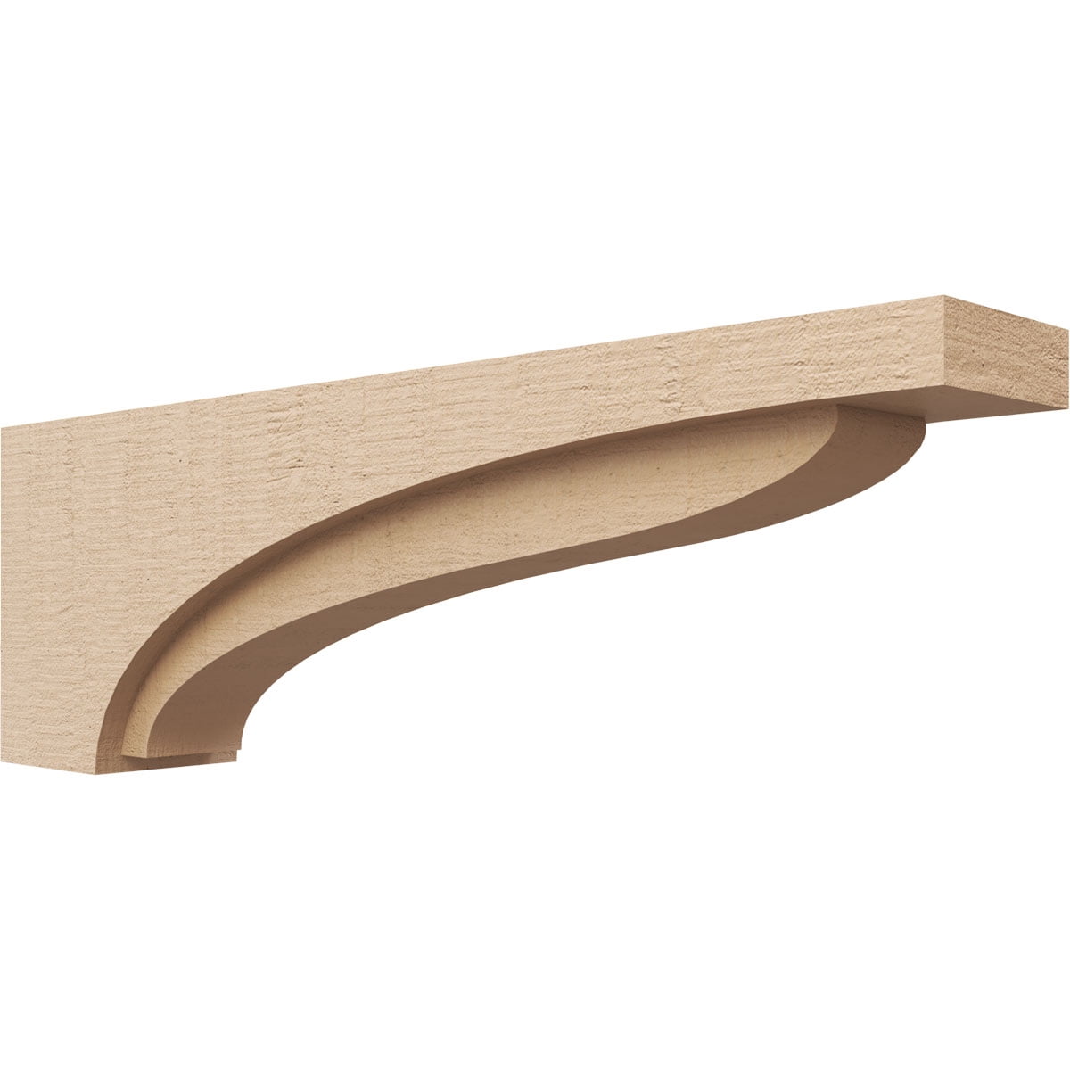 6"W x 36"D x 12"H Thin Helena Rough Cedar Woodgrain TimberThane Corbel, Primed Tan