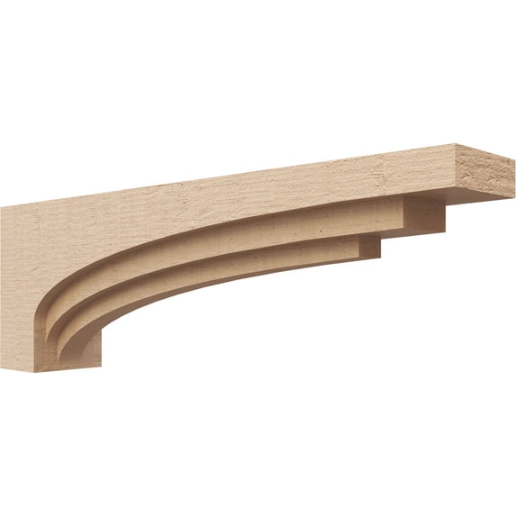 6"W x 36"D x 12"H Thin Rockford Rough Cedar Woodgrain TimberThane Corbel, Primed Tan