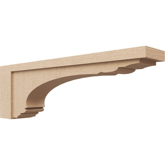 6"W x 36"D x 12"H Thin Warren Rough Cedar Woodgrain TimberThane Corbel, Primed Tan