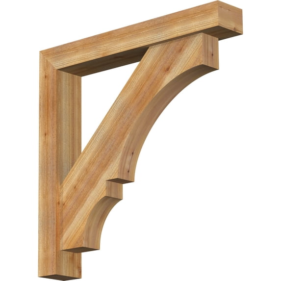 Ekena Millwork 6"W x 38"D x 38"H Balboa Block Rough Sawn Bracket w/ Offset Brace, Western Red Cedar