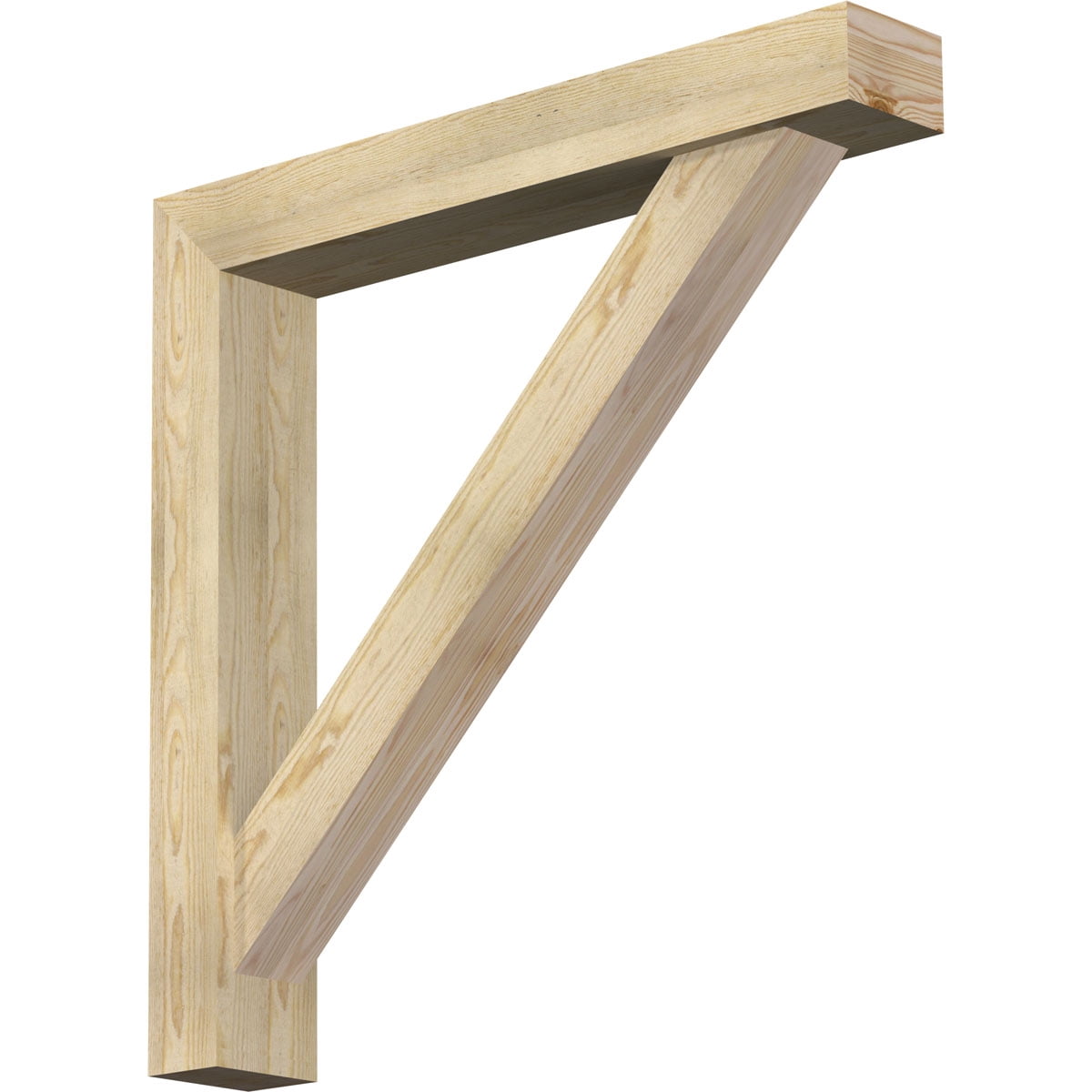 Ekena Millwork 6"W x 38"D x 38"H Traditional Block Rough Sawn Bracket w/ Offset Brace, Douglas Fir