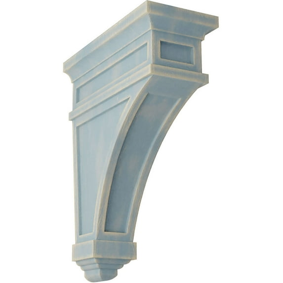 Ekena Millwork 6"W x 4"D x 9"H Arts and Crafts Wood Vintage Decor Corbel, Driftwood Blue