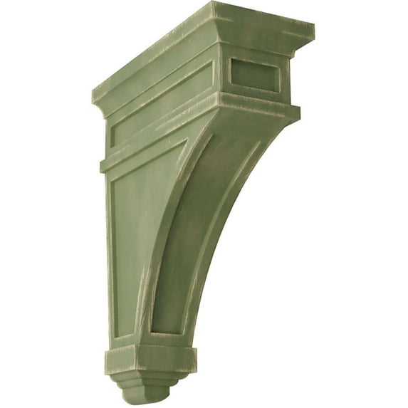 Ekena Millwork 6"W x 4"D x 9"H Arts and Crafts Wood Vintage Decor Corbel, Restoration Green