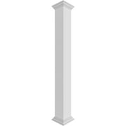 Ekena Millwork 6"W x 4'H Premium Square Non-Tapered Smooth PVC Endura-Craft Column Wrap Kit, Crown Capital & Base