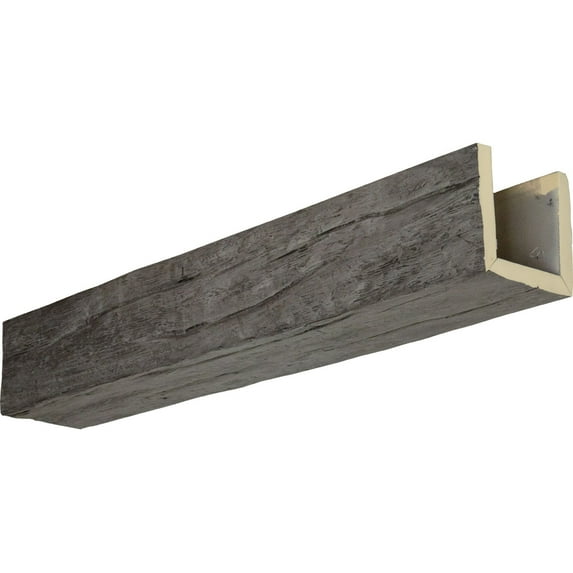 Ekena Millwork 6"W x 4"H x 22'L 3-Sided (U-beam) Riverwood Endurathane Faux Wood Ceiling Beam, Burnished Honey Dew
