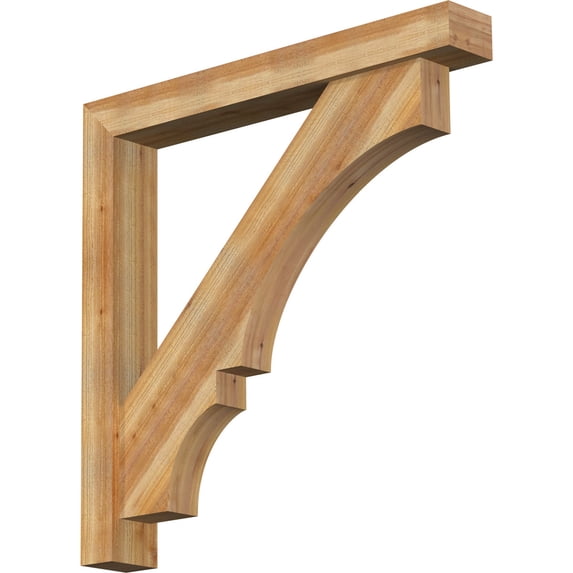 Ekena Millwork 6"W x 44"D x 44"H Balboa Block Rough Sawn Bracket w/ Offset Brace, Western Red Cedar