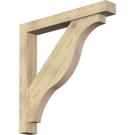 Ekena Millwork 6"W x 44"D x 44"H Funston Block Rough Sawn Bracket w/ Offset Brace, Douglas Fir