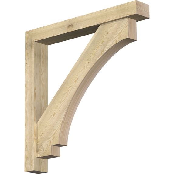 Ekena Millwork 6"W x 44"D x 44"H Imperial Block Rough Sawn Bracket w/ Offset Brace, Douglas Fir
