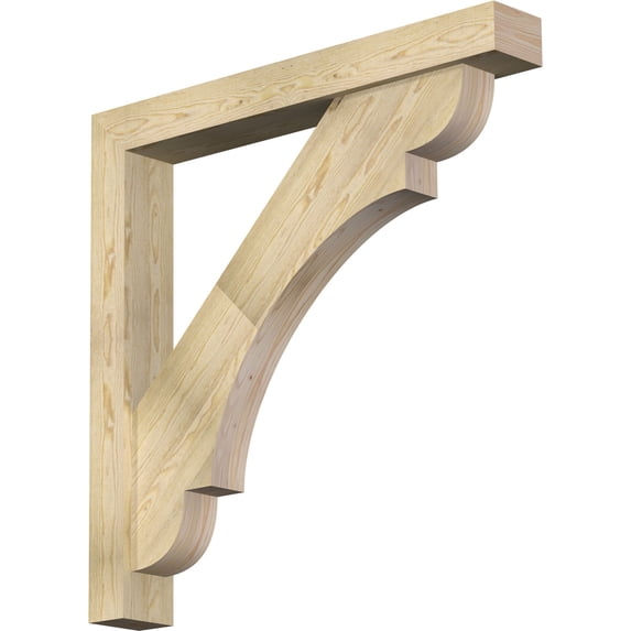 Ekena Millwork 6"W x 44"D x 44"H Olympic Block Rough Sawn Bracket w/ Offset Brace, Douglas Fir