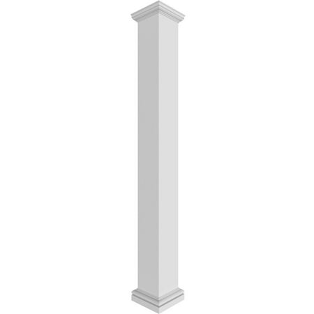 Ekena Millwork 6"W x 5'H Premium Square Non-Tapered Smooth PVC Endura-Craft Column Wrap Kit, Tuscan Capital & Base