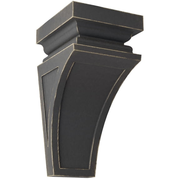 Ekena Millwork 6"W x 6 3/4"D x 12"H Large Nevio Wood Vintage Decor Corbel, Black