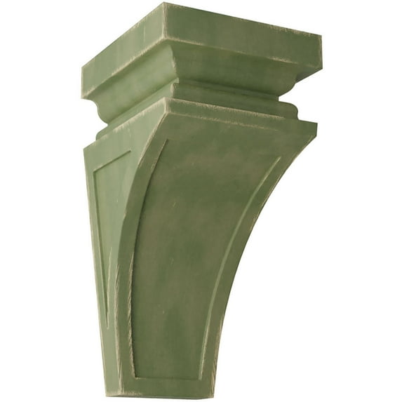 Ekena Millwork 6"W x 6 3/4"D x 12"H Large Nevio Wood Vintage Decor Corbel, Restoration Green