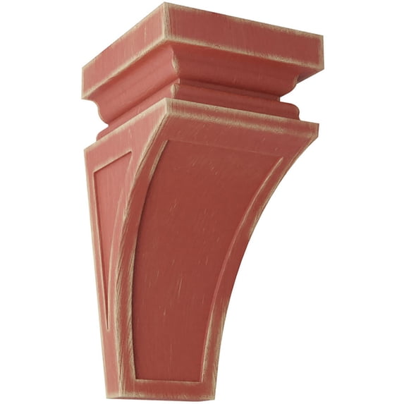 Ekena Millwork 6"W x 6 3/4"D x 12"H Large Nevio Wood Vintage Decor Corbel, Salvage Red