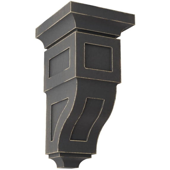 Ekena Millwork 6"W x 6 3/4"D x 12"H Large Reyes Wood Vintage Decor Corbel, Black