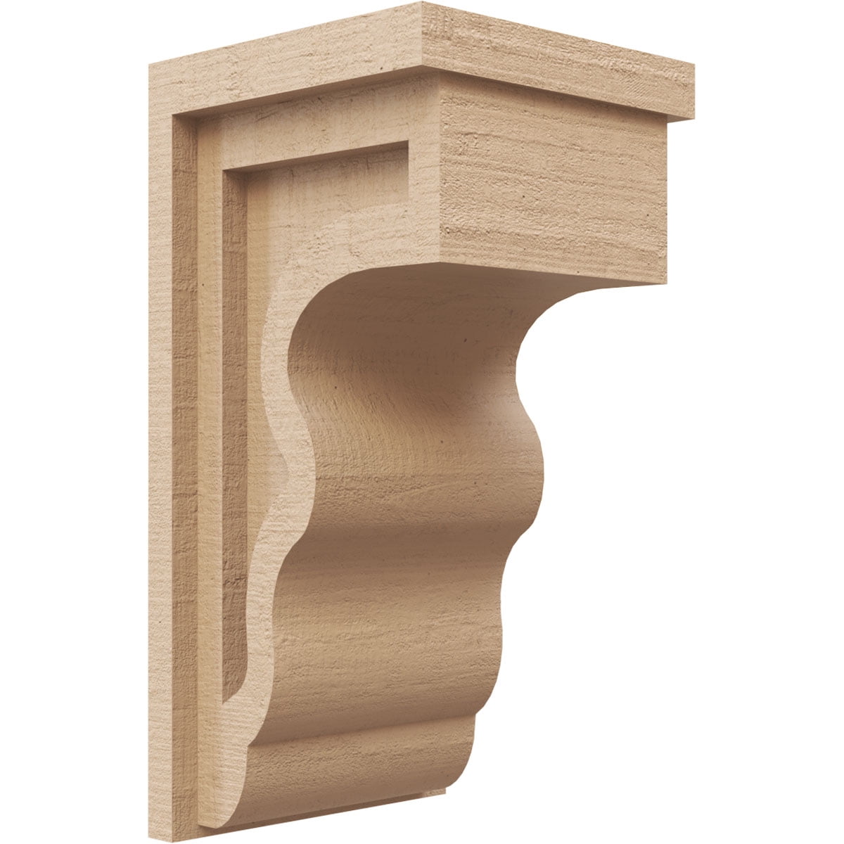 6"W x 6"D x 12"H Wide Highland Rough Cedar Woodgrain TimberThane Corbel, Primed Tan