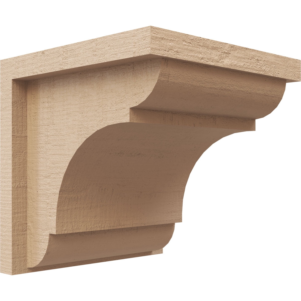 6"W x 6"D x 6"H Wide Bryant Rough Cedar Woodgrain TimberThane Corbel, Primed Tan