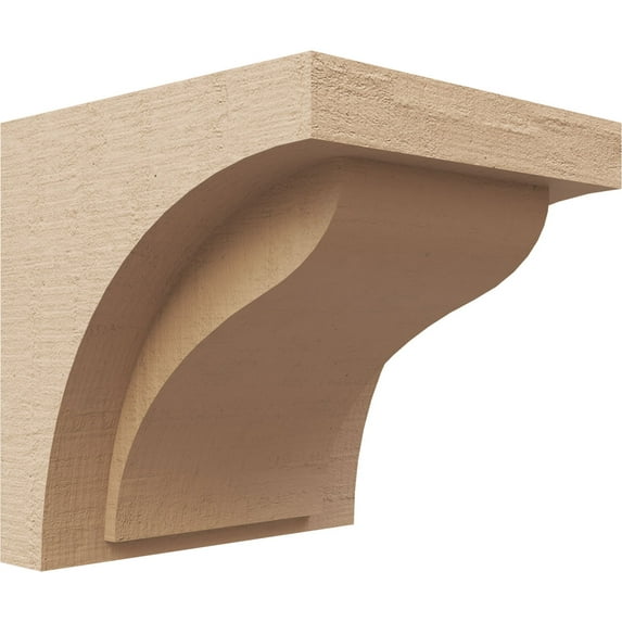 6"W x 6"D x 6"H Wide Helena Rough Cedar Woodgrain TimberThane Corbel, Primed Tan