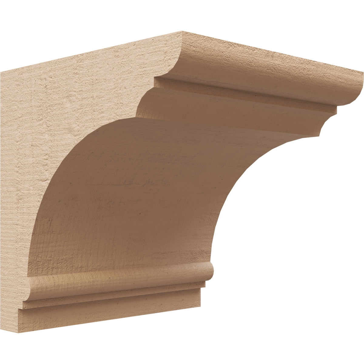 6"W x 6"D x 6"H Wide Hughes Rough Cedar Woodgrain TimberThane Corbel, Primed Tan