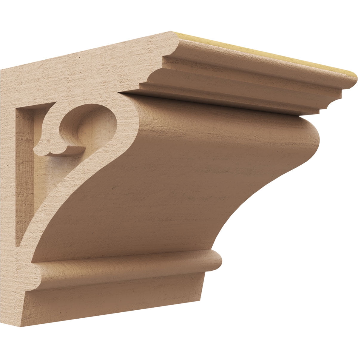 6"W x 6"D x 6"H Wide Mayflower Rough Cedar Woodgrain TimberThane Corbel, Primed Tan