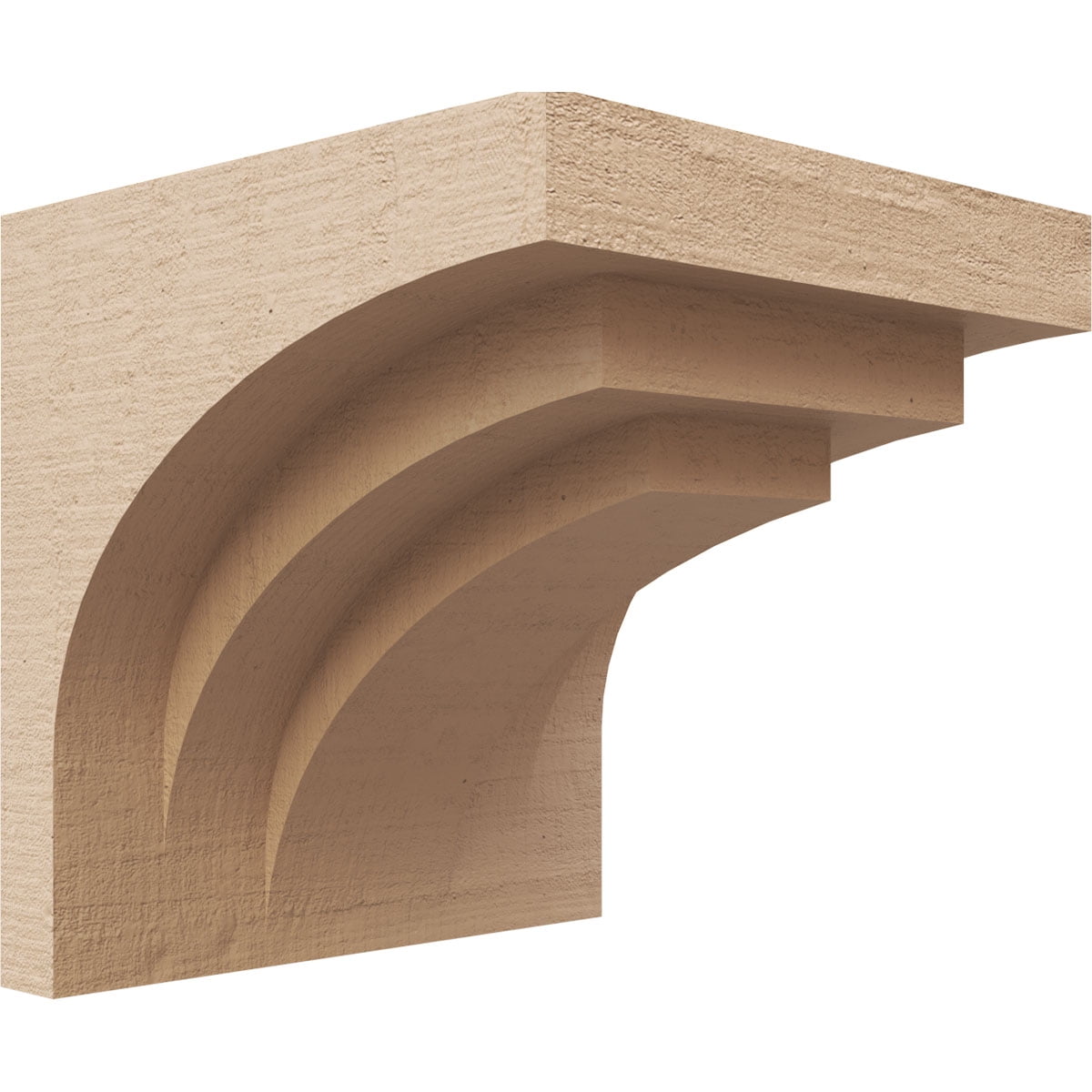 6"W x 6"D x 6"H Wide Rockford Rough Cedar Woodgrain TimberThane Corbel, Primed Tan