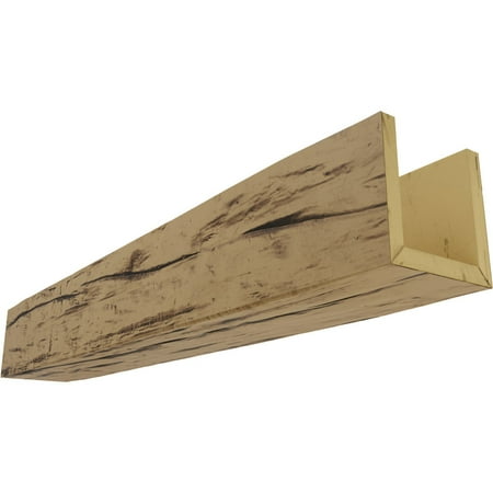 Ekena Millwork 6"W x 6"H x 16'L 3-Sided (U-beam) Riverwood Endurathane Faux Wood Ceiling Beam, Natural Golden Oak