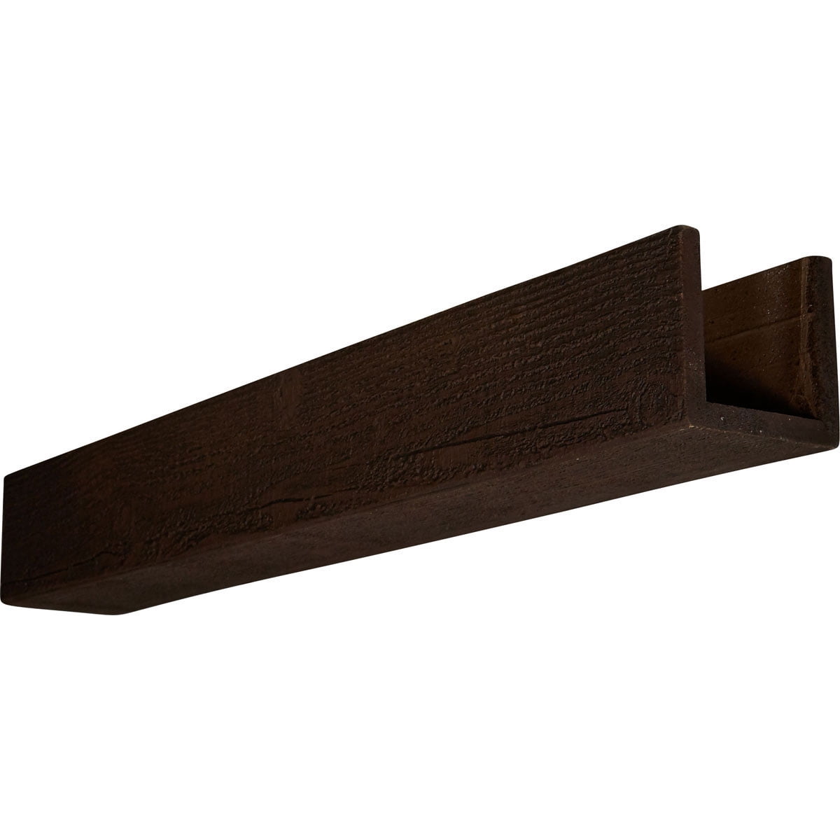 Ekena Millwork 6"W x 6"H x 24'L 3-Sided (U-beam) Rough Sawn Endurathane Faux Wood Ceiling Beam, Aged Ash