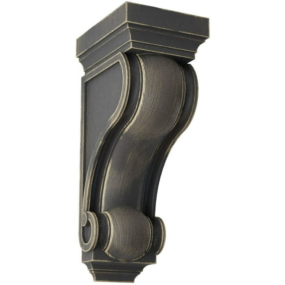 Ekena Millwork 6"W x 7 1/2"D x 16"H Devon Traditional Wood Vintage Decor Corbel, Black