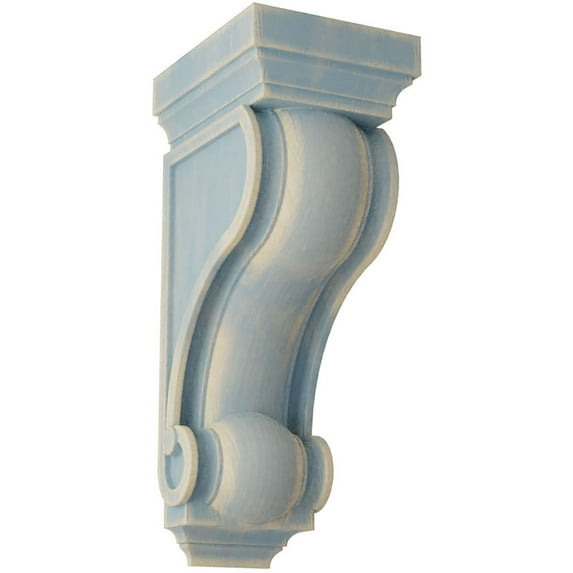 Ekena Millwork 6"W x 7 1/2"D x 16"H Devon Traditional Wood Vintage Decor Corbel, Driftwood Blue