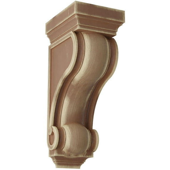 Ekena Millwork 6"W x 7 1/2"D x 16"H Devon Traditional Wood Vintage Decor Corbel, Weathered Brown