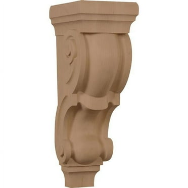 Ekena Millwork 6"W x 7 1/2"D x 18"H Extra Large Traditional Wood Corbel, Alder