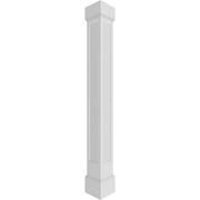 Ekena Millwork 6"W x 8'H Premium Square Non-Tapered Recessed Panel PVC Endura-Craft Column Wrap Kit, Mission Capital & Base