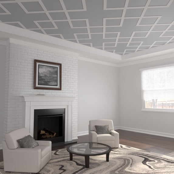 Ekena Millwork 60 3/8"W x 60 3/8"H x 3/8"T Large Fowler Decorative Fretwork Ceiling Panels in Architectural Grade PVC